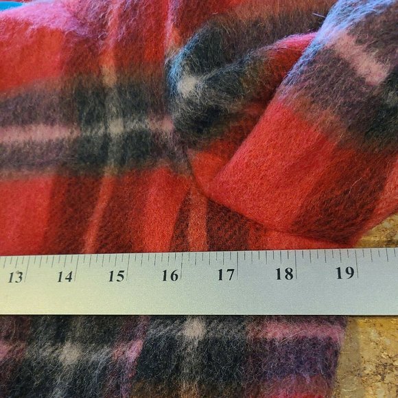 Cross Country Wool Mohair Coat Womens Size 10 Red Plaid Loose Fit Open Cardigan - Picture 3 of 9